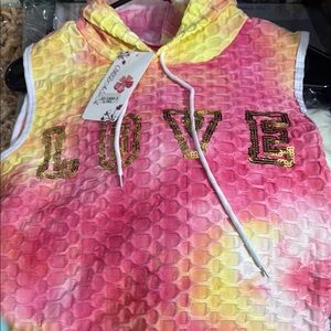 Colorful Sleeveless Hoodie with Sequins